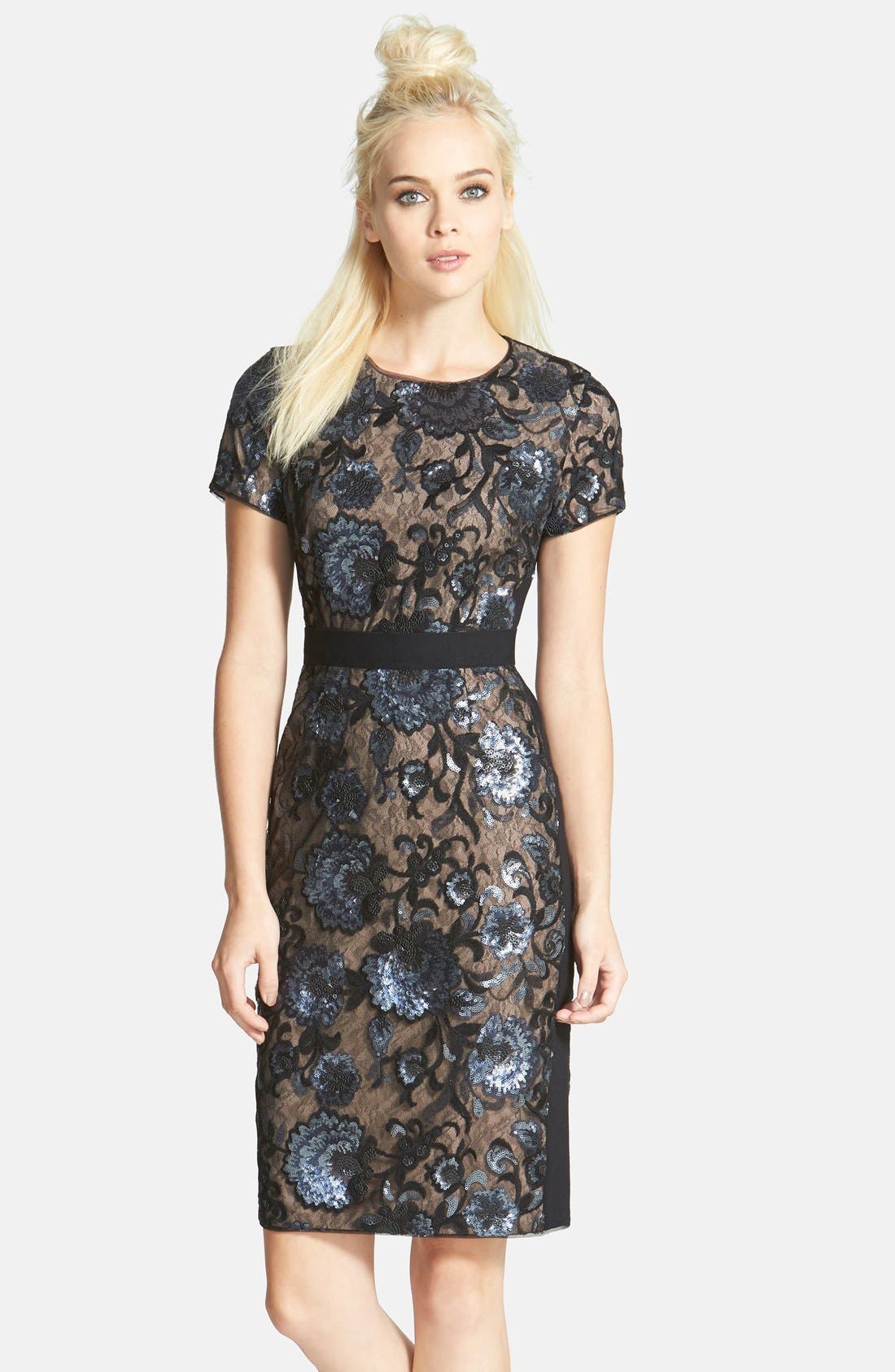 BCBGMAXAZRIA 'Kristan' Sequin Lace Sheath Dress | Nordstrom