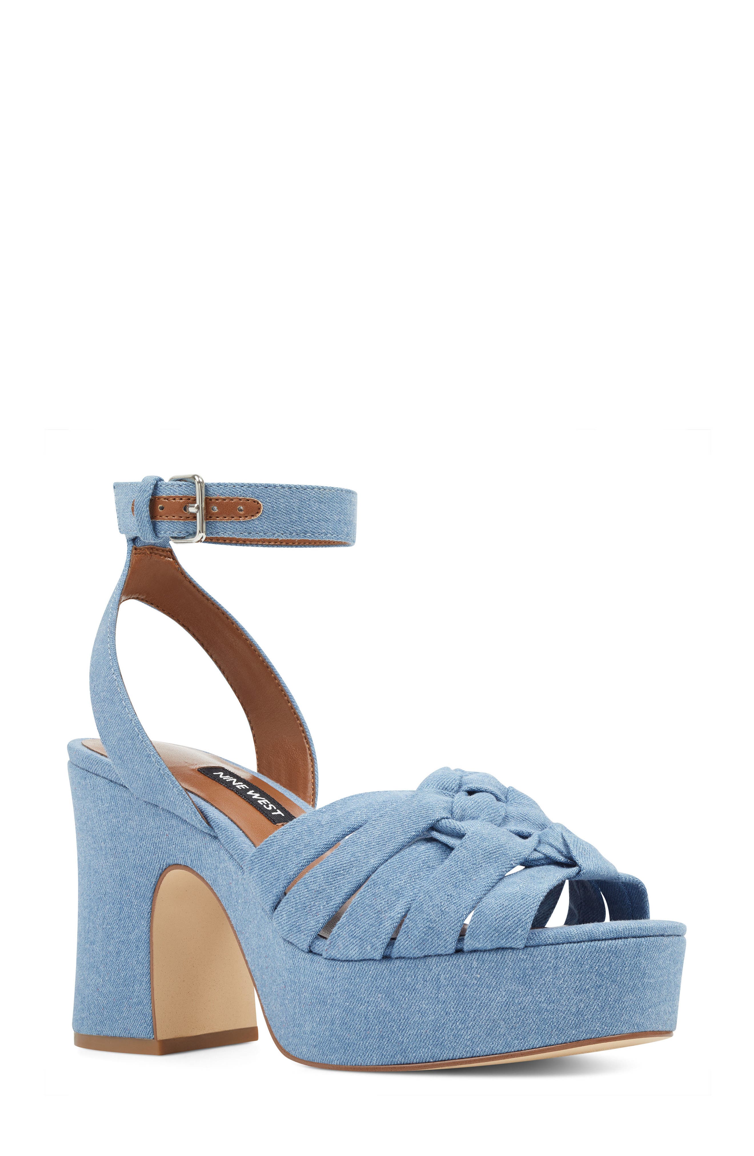Nine West Womens FETUCHINI Leather Heeled Sandal