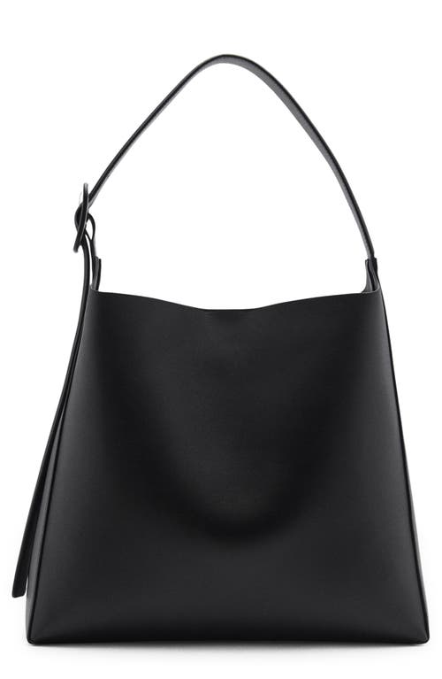 Mango Buckled Faux Leather Shopper Bag In Black