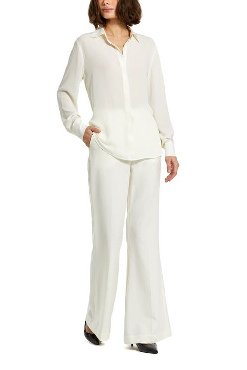 Mac Duggal Women's Georgette Button-front Shirt In Cream