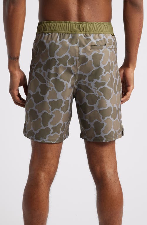 Shop Florence Standard Issue Water Repellent Swim Trunks In Burnt Olive Camo