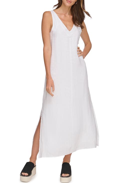 Linen Maxi Dress RIVIERA, Long Sleeveless Dress, White Linen Wrap Dress,  Wrap Dress, Linen Dress , Summer Dress, Natural Linen Dress 