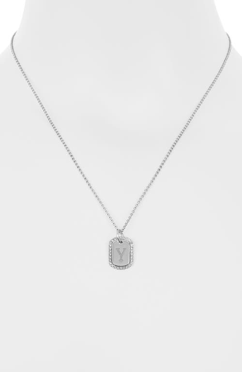 Meshmerise Diamond Initial Dog Tag Pendant Necklace In White-y