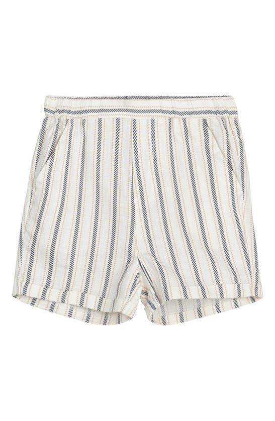 Shop Miles Baby Kids' Stripe Organic Cotton Shorts In Beige