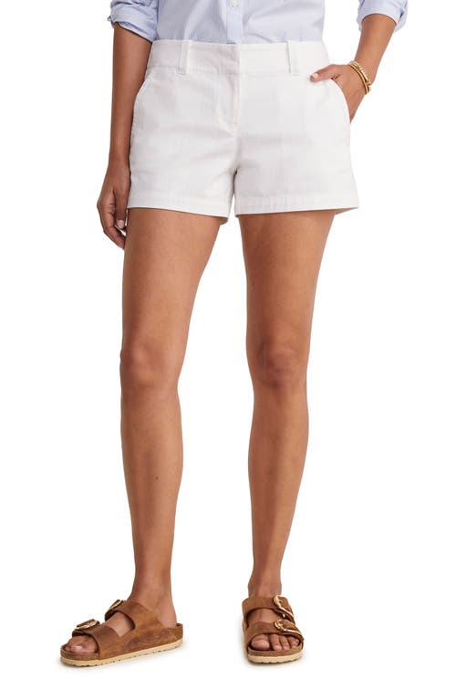 Herringbone Stretch Cotton Shorts in White Cap