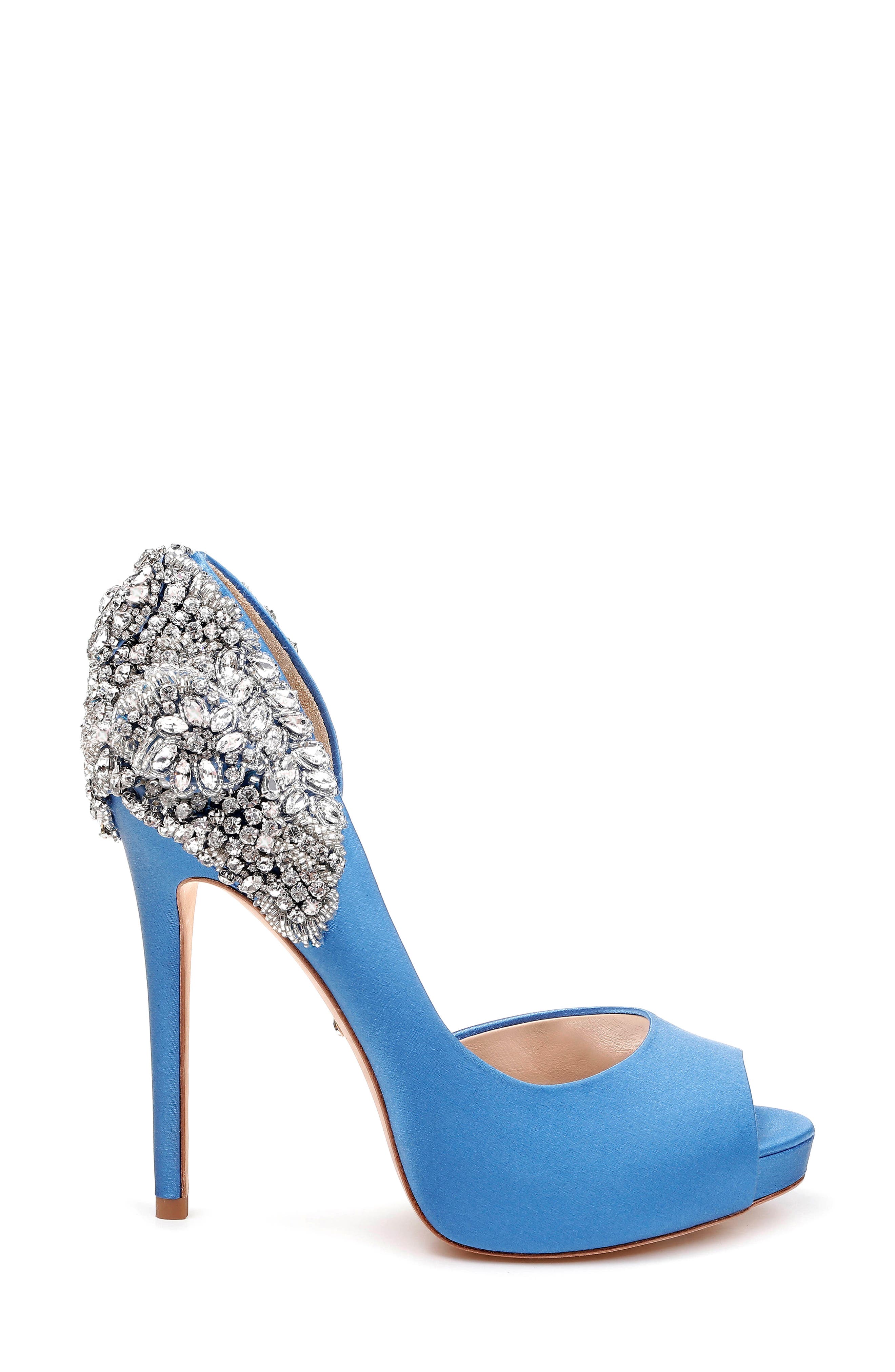 badgley mischka vicki crystal embellished peep toe pump