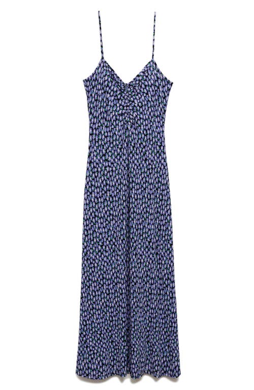 Shop Mango Floral Midi Sundress In Blue/black