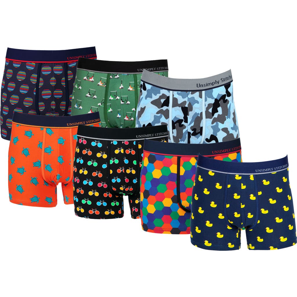 Unsimply Stitched Boxer Trunk 7 Pack In Grey Multi