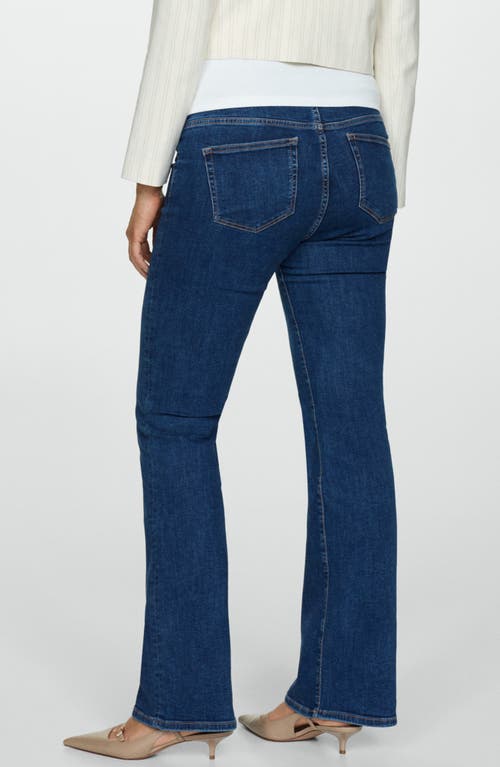 Shop Mango Over The Bump Flare Maternity Jeans In Dark Blue