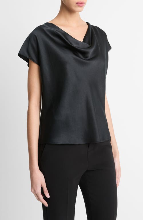 Vince Cowl Neck Silk Blouse In Black