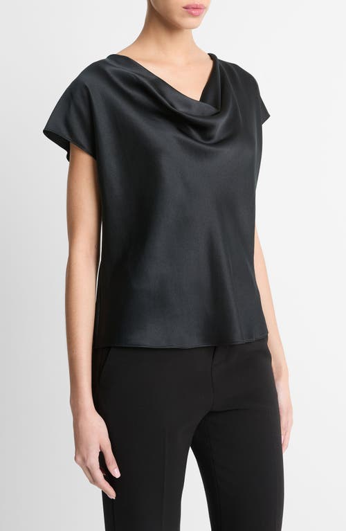 Shop Vince Cowl Neck Silk Blouse In Black