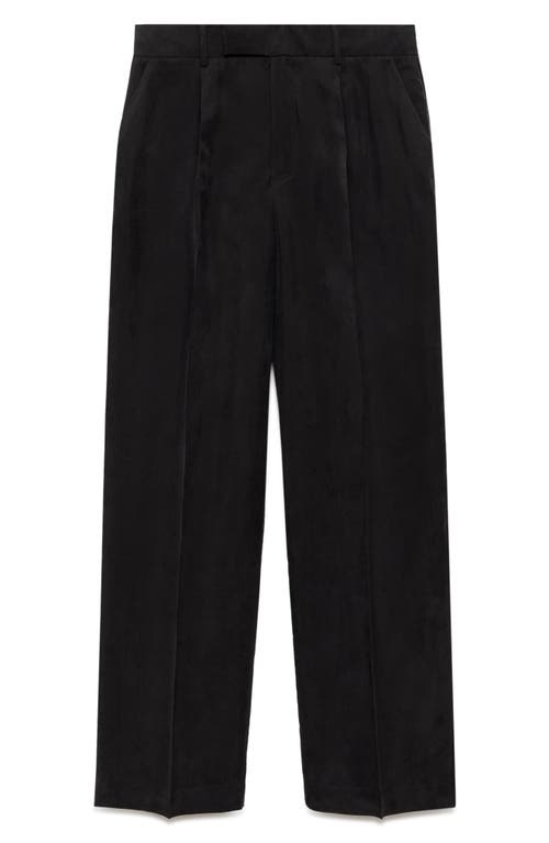 Shop Mango Pleat Front Straight Leg Pants In Black