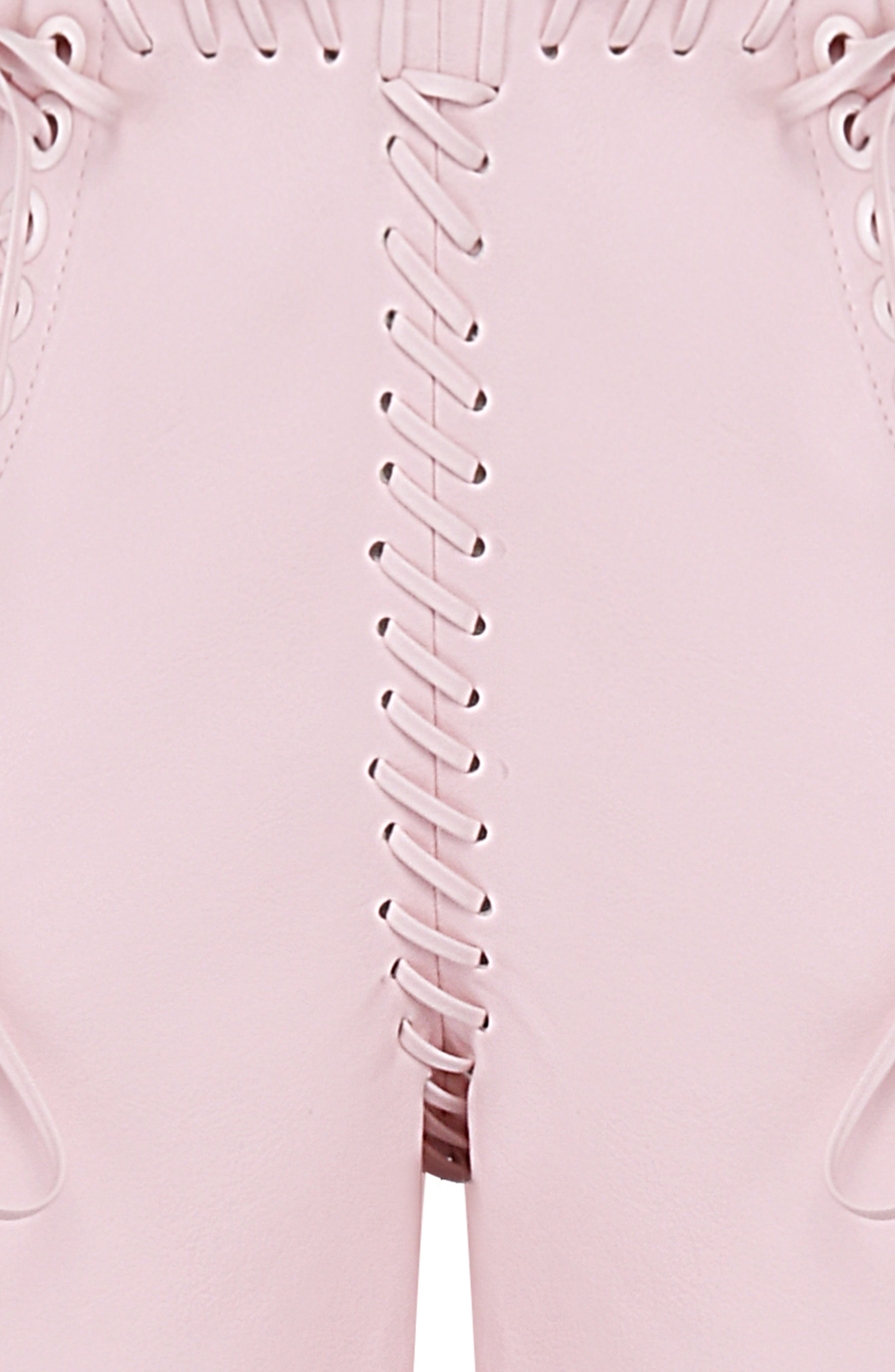 HOUSE OF CB Elliott Lace Up Faux Leather Pants in Peach Smart Closet