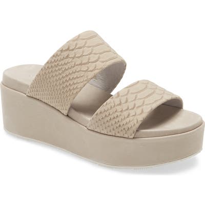 Jslides Quincy Wedge Platform Sandal, Grey