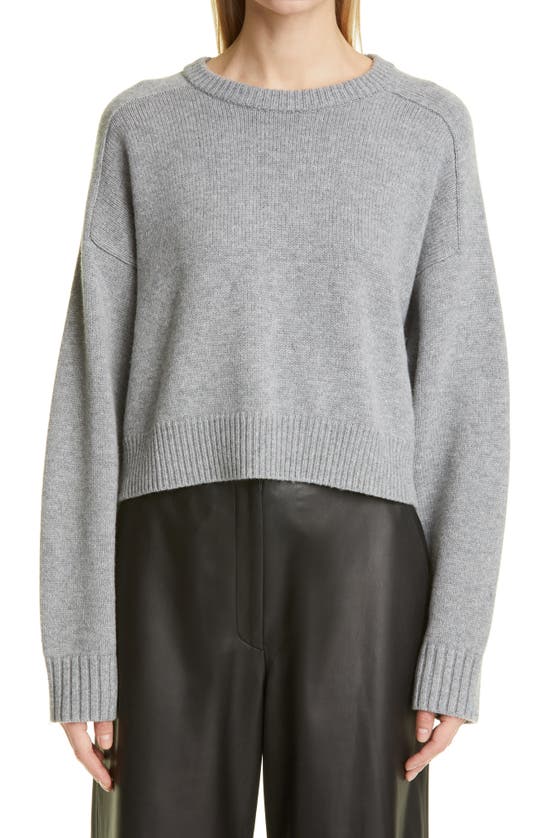 Loulou Studio Bruzzi Wool-cashmere Raglan-sleeve Crop Sweater In Grey Melange