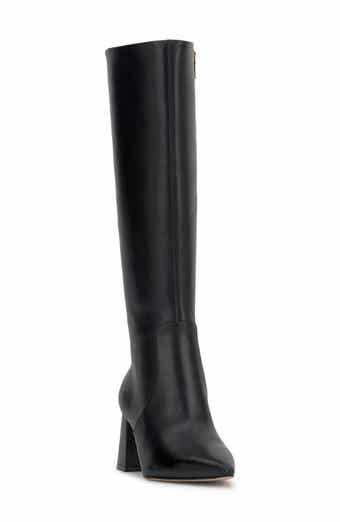 Black knee high boots with thick heel discount