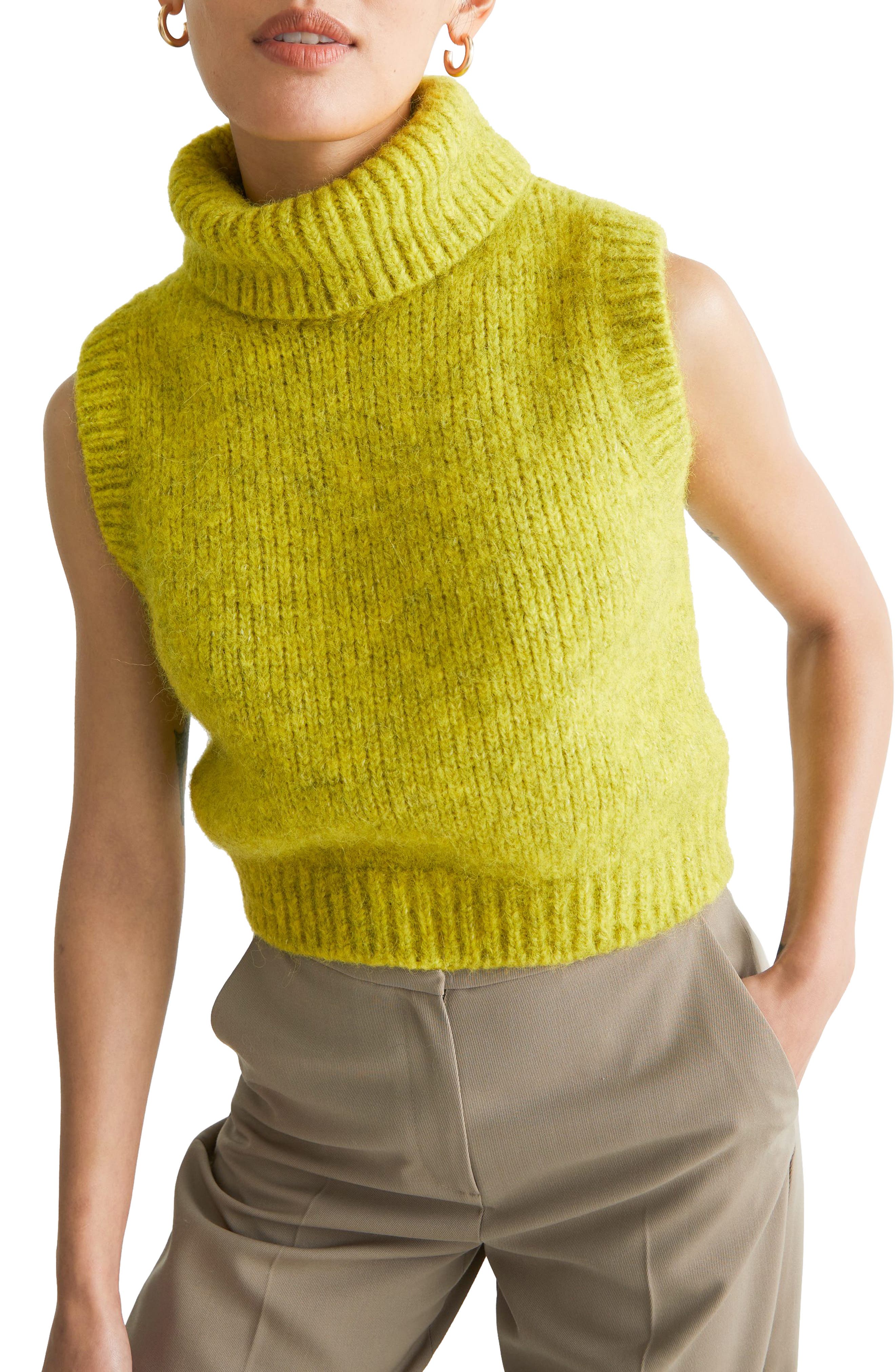 sleeveless turtleneck knit top