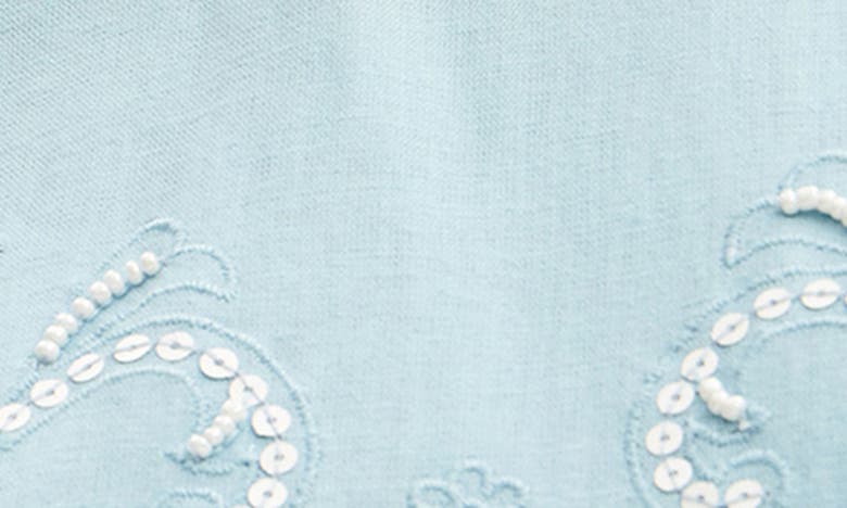 Shop Desigual Greta Side Cutout Bead Detail Cotton & Linen Dress In Blue