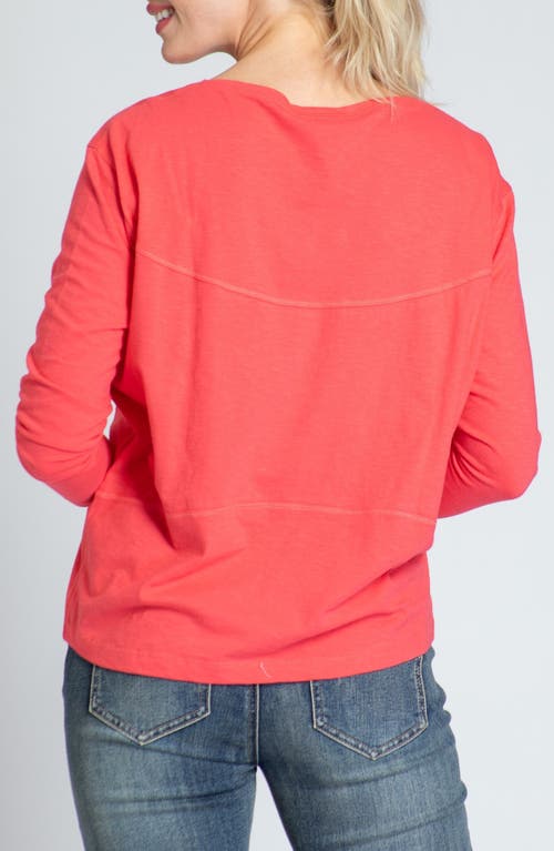 Apny Relaxed Fit Long Sleeve Cotton T-shirt In Coral