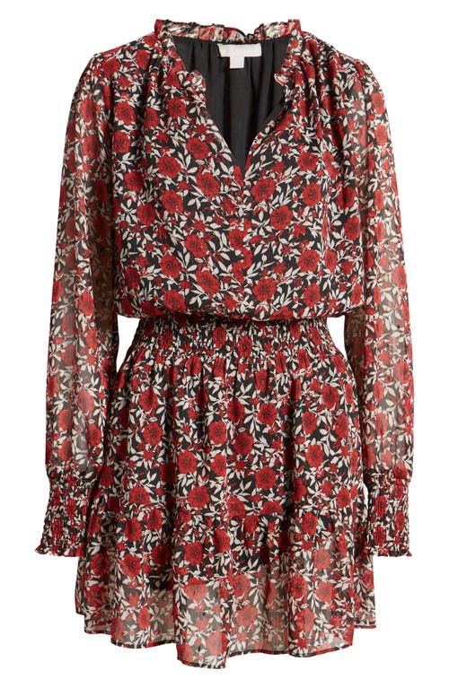 Shop Chelsea28 Floral Print Long Sleeve Chiffon Dress In Red Floral