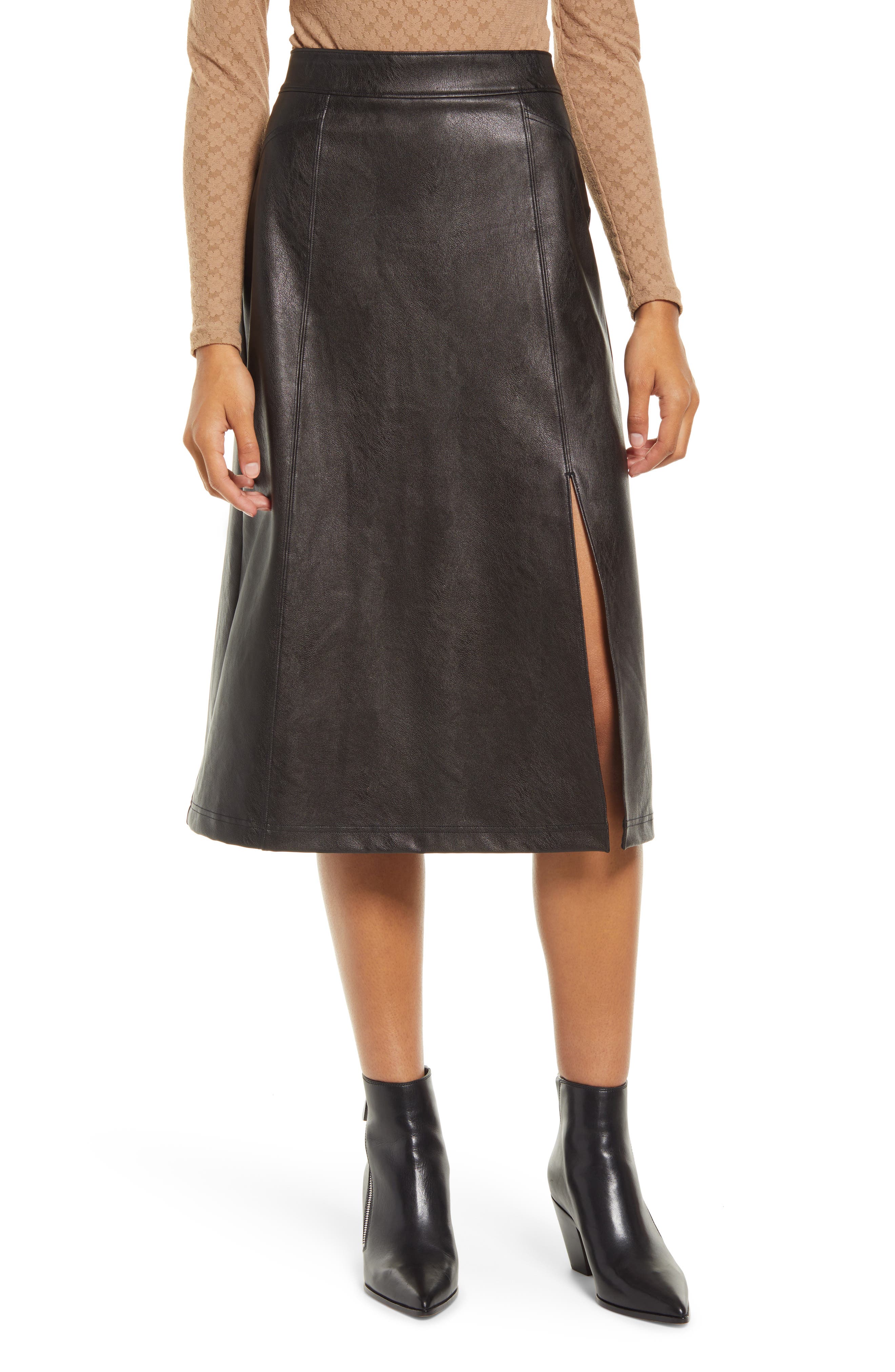 brown leather skirt nordstrom