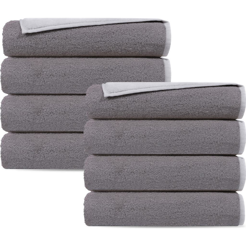 Brooks Brothers Double Face 8-piece Turkish Cotton Washcloths In Grey/white