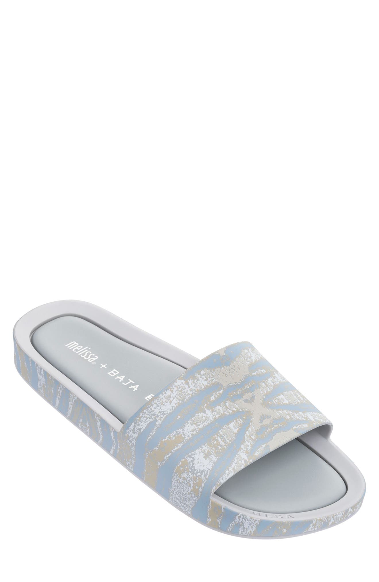 Melissa Beach Slide Sandal In Grey/ White