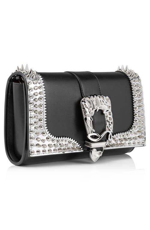 Shop Christian Louboutin Paloma Giddy Spike Leather Crossbody Bag In Bk65 Black/silver