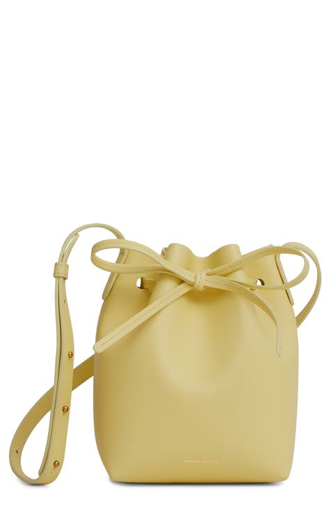 Yellow Silk Designer Shoulder Bucket Bag