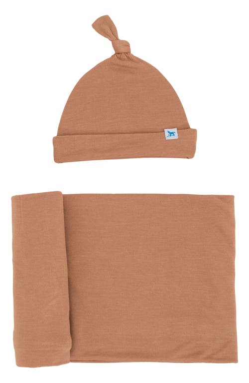 little unicorn Stretch Knit Hat & Swaddle Set in Terracotta at Nordstrom, Size One Size Baby