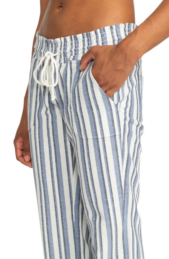 Shop Roxy Oceanside Stripe Pants In Bijou Blue