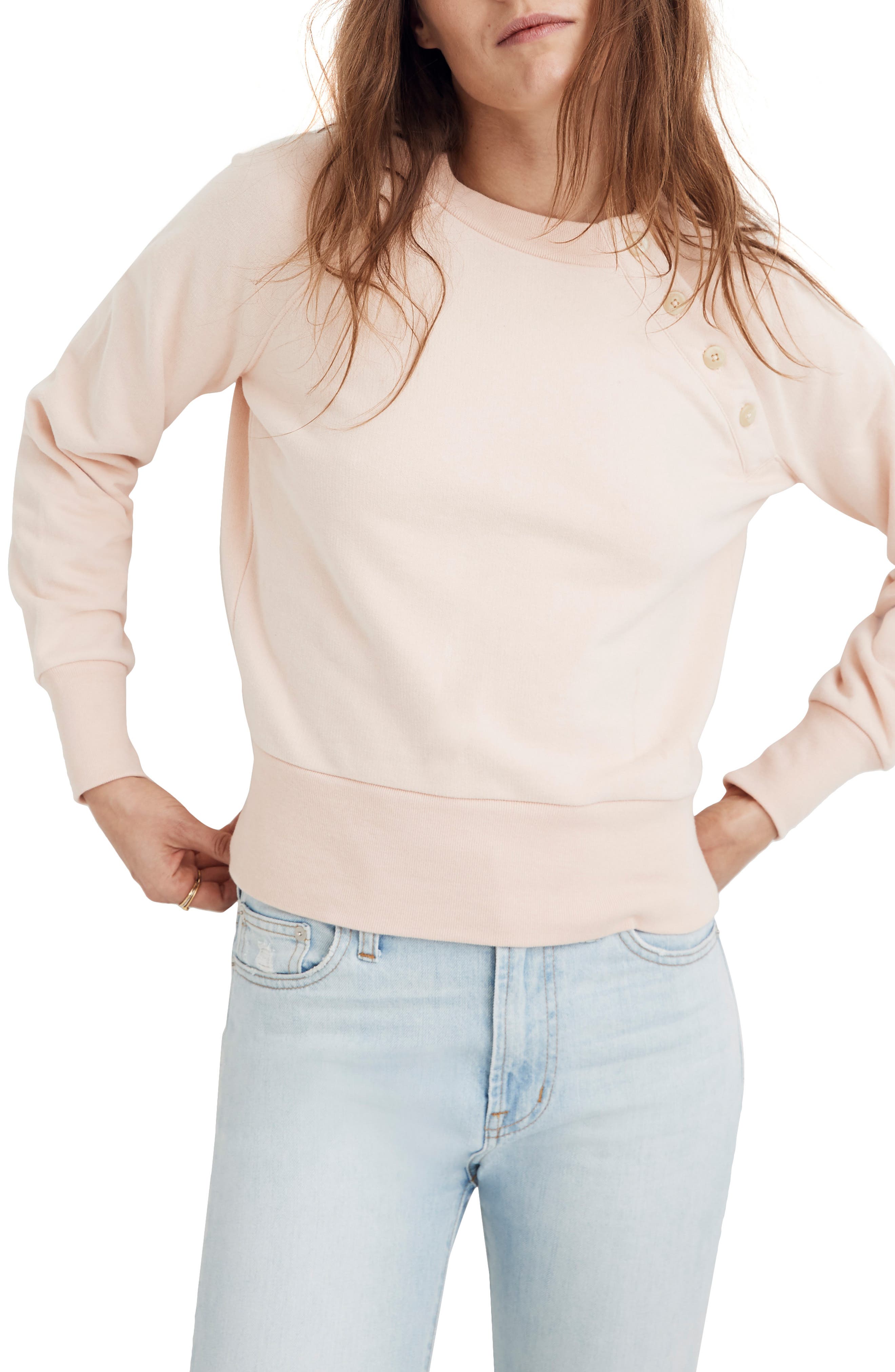 madewell button detail sweatshirt