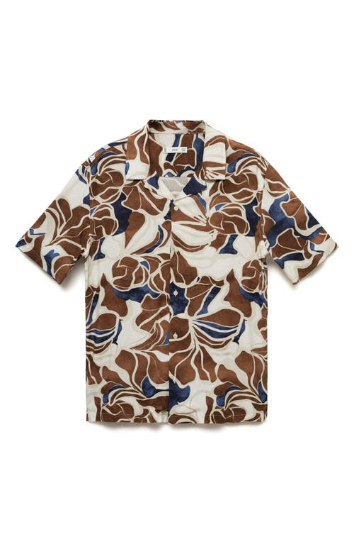 Shop Mango Print Short Sleeve Button-up Shirt In Burnt Orange