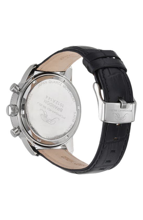 Porsamo Bleu Brandon Leather Strap Chronograph, 44mm In Black ModeSens