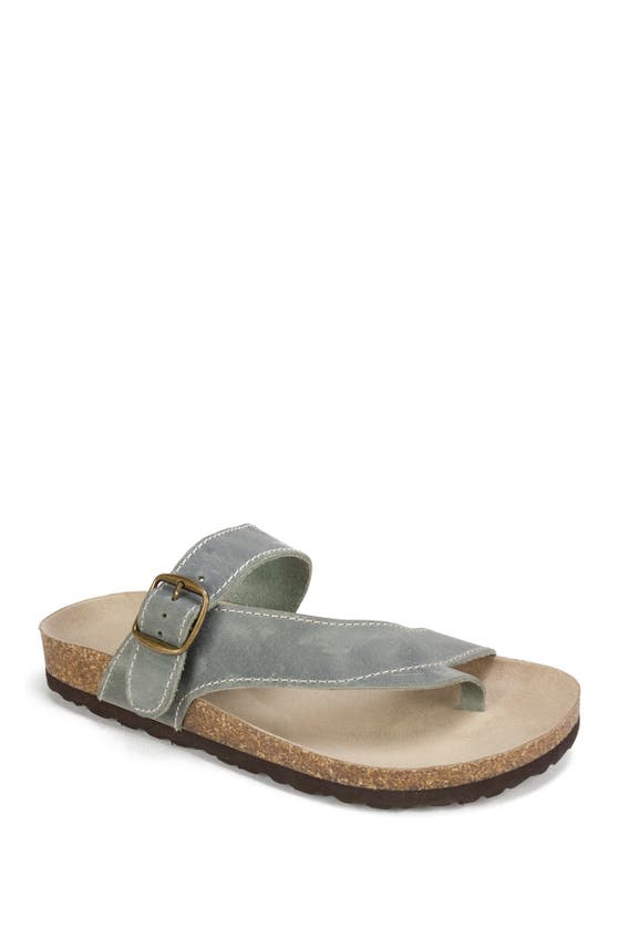 White Mountain Footwear Carly Leather Footbed Sandal In Lt.blue/leather