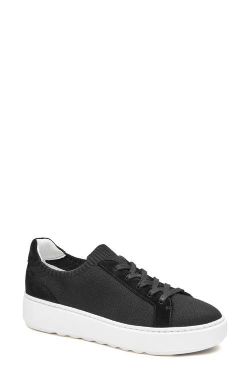 Johnston & Murphy Gracie Side Zip Sneaker in Black Knit/Suede 