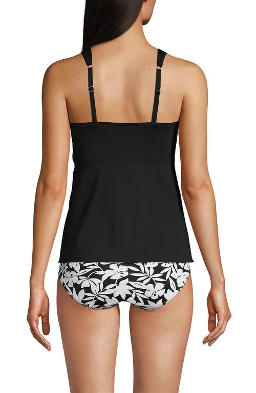 Shop Lands' End Mastectomy Flutter Scoop Neck Tankini Top Comfort Adjustable Straps In Black