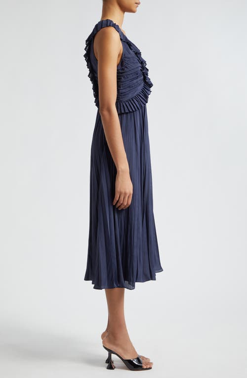 Cinq À Sept Cinq A Sept Calloway Ruffled Midi Dress In Navy