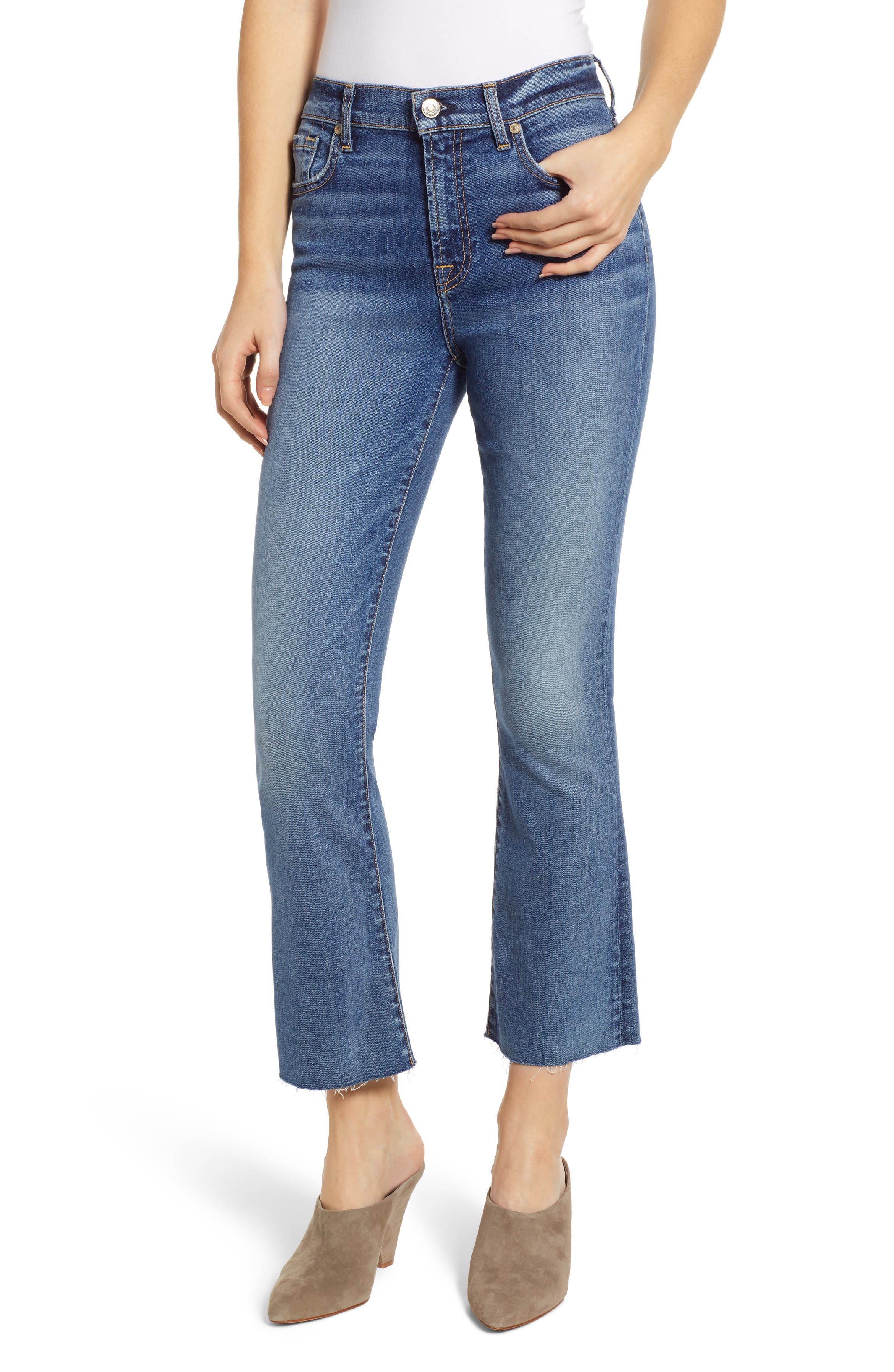 7 For All Mankind® High Waist Slim Crop Flare Jeans (Canyon Ranch ...