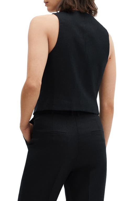 Shop Mango Linen Suit Vest In Black
