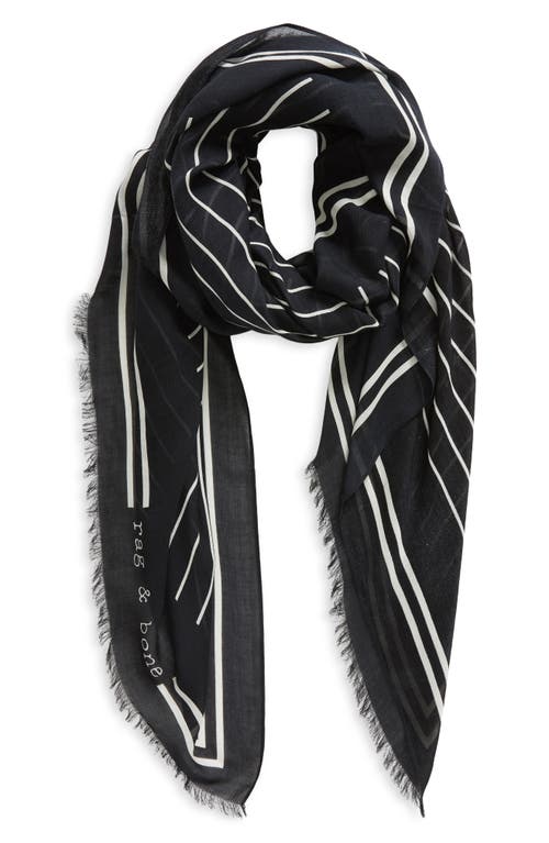 Shop Rag & Bone Harlow Stripe Square Scarf In Black White