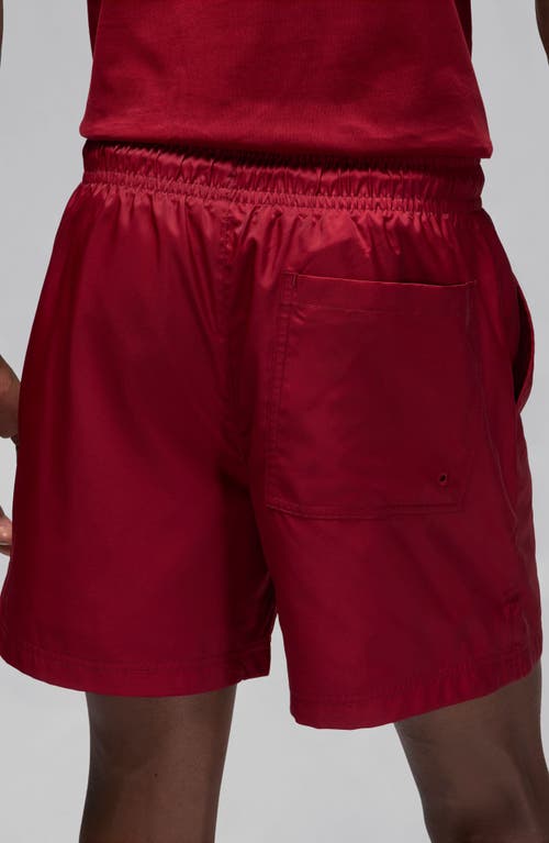 Shop Jordan Essential Poolside Drawstring Shorts In Team Red/white