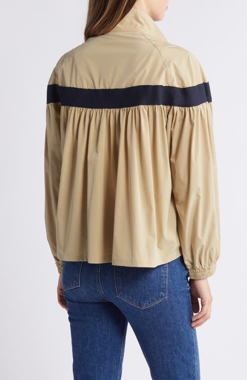 Nikki Lund Missy Water Repellent Smocked Jacket In Khaki
