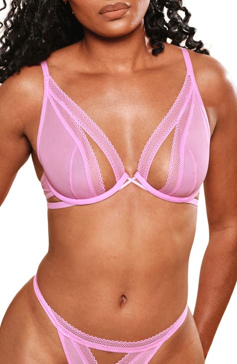 Victoria Secret Bra 34B Low Cut Demi Pink Embroidered Cutout Very Sexy Luxe  New