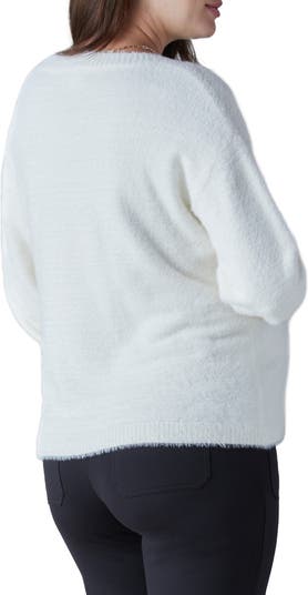 Fluffy V-Neck Maternity Sweater