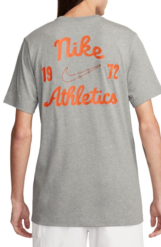 Shop Nike Club Athletics Graphic T-shirt In Dark Grey Heather
