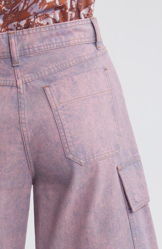 Shop Sessun Sessùn Captino High Waist Denim Bermuda Cargo Shorts In Kraft Violet