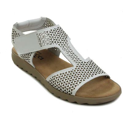 Sesto Meucci Tootie Perforated Sandal, White