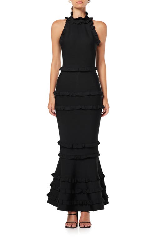 Elliatt Theatrical Tiered Mermaid Gown Black at Nordstrom,