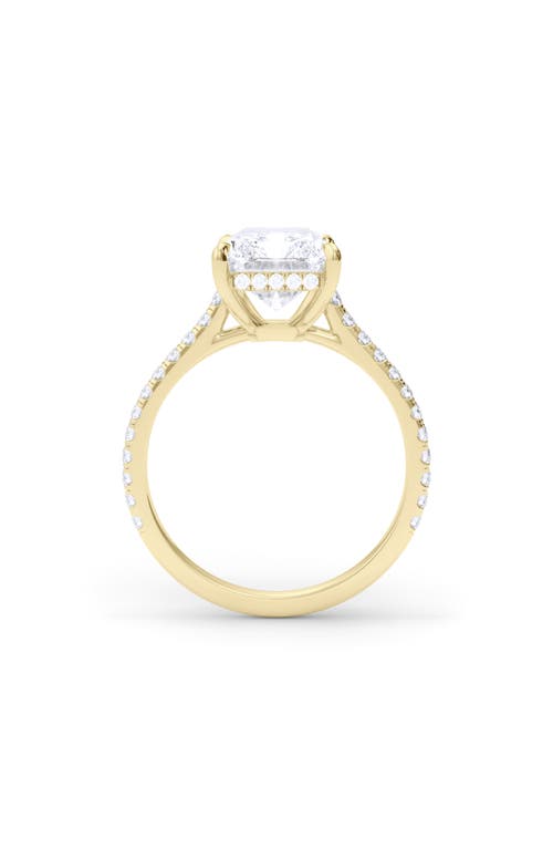 Hautecarat Radiant Cut Pavé Lab Created Diamond Ring In 2.50 Ctw 18k Yellow Gold